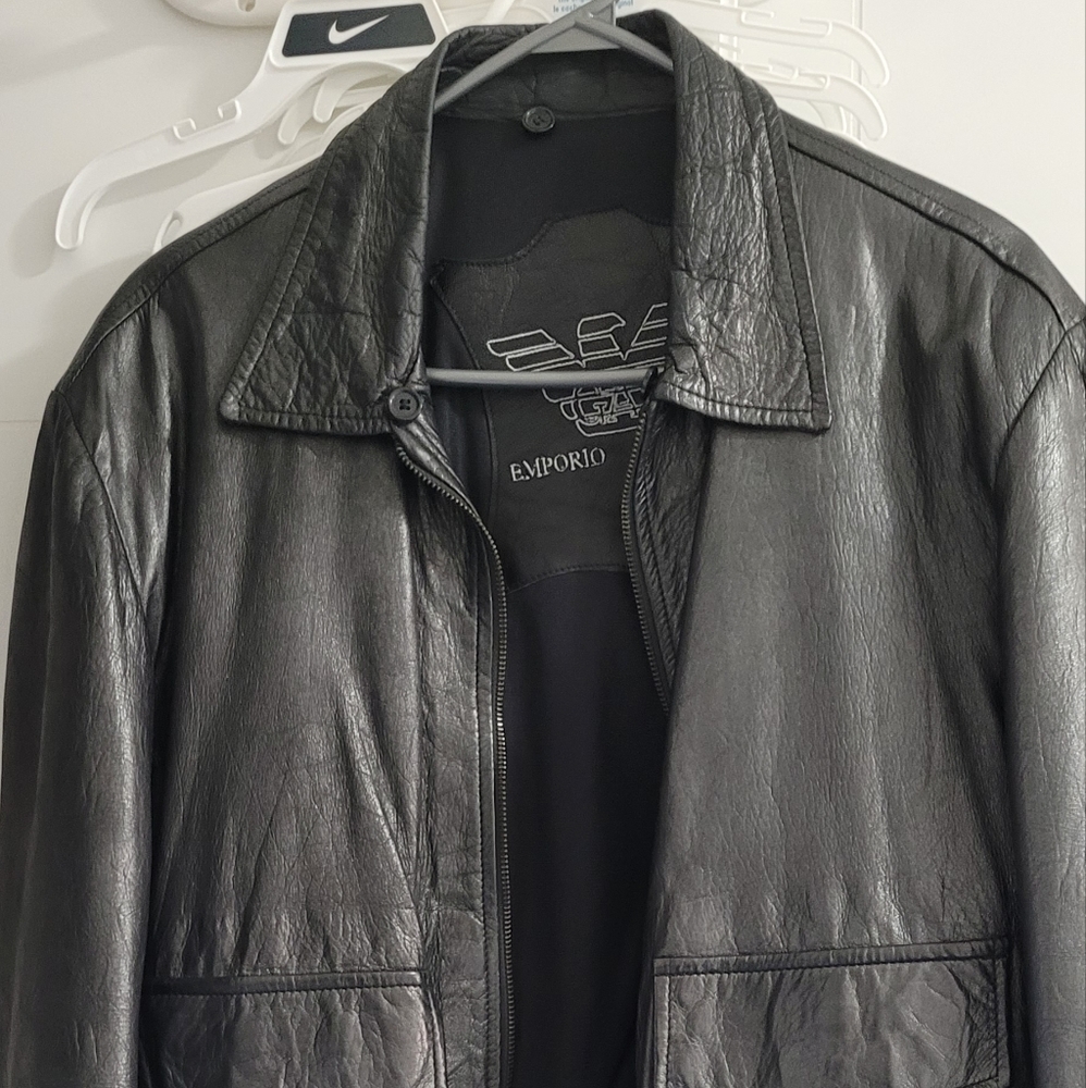 Bomber style leathet jacket for men